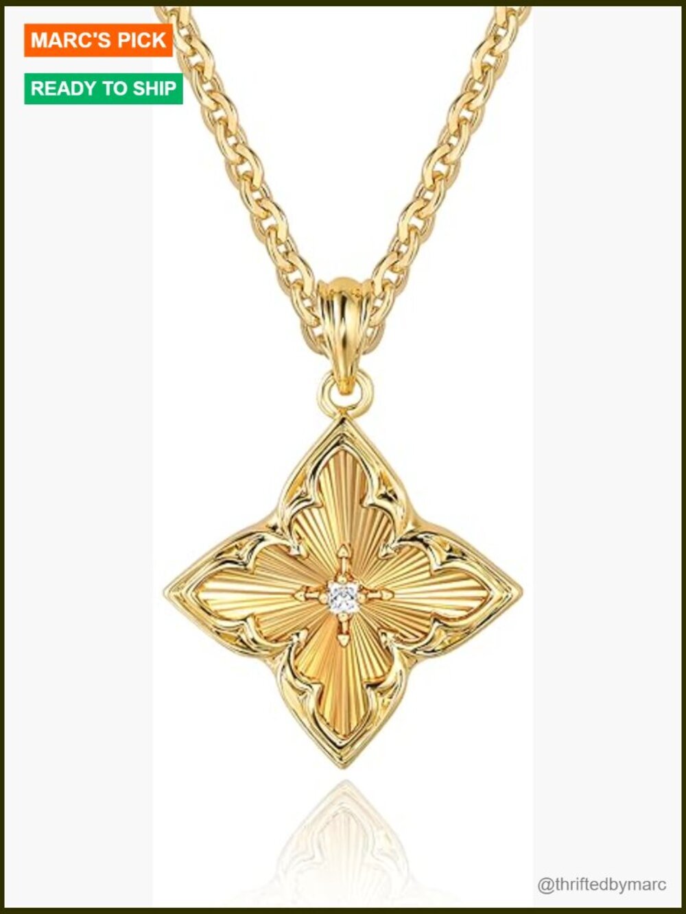 Dainty Gold Clover Necklace with CZ Pendant Adjustable Chain Choker Lucky